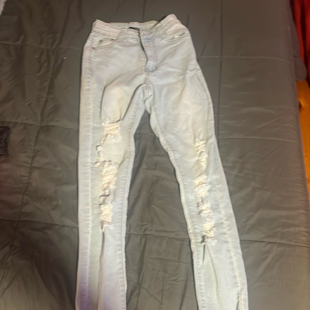 Light blue 0 ribbed jeans